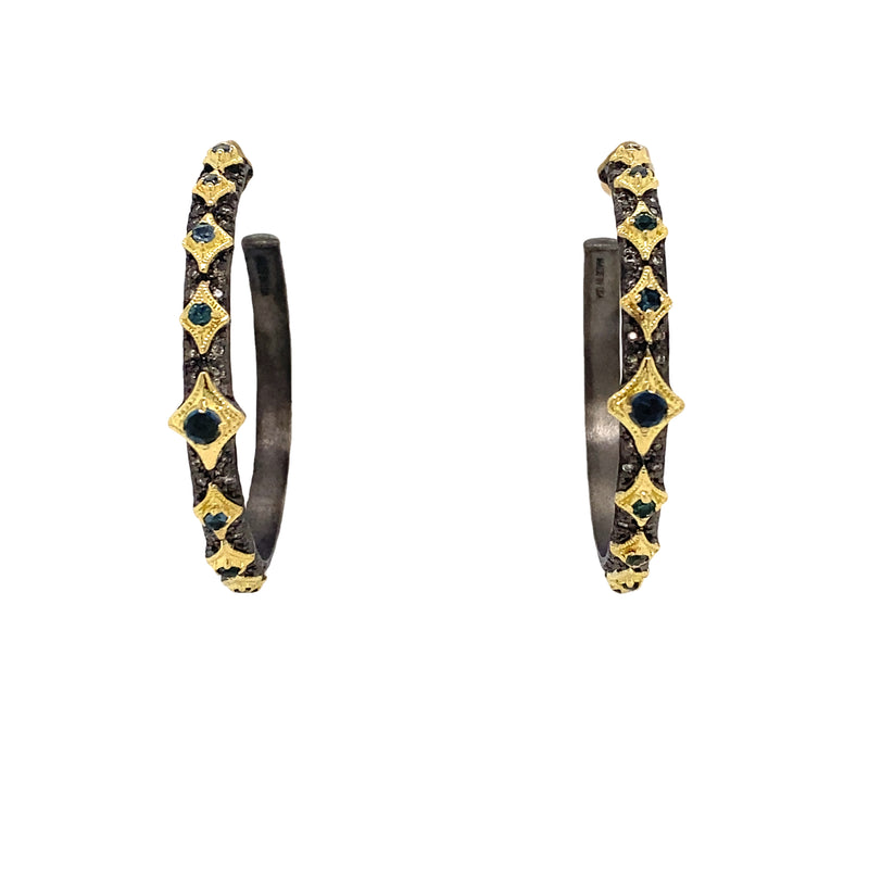 LONDON BLUE TOPAZ EARRINGS 18K YELLOW GOLD WITH GR