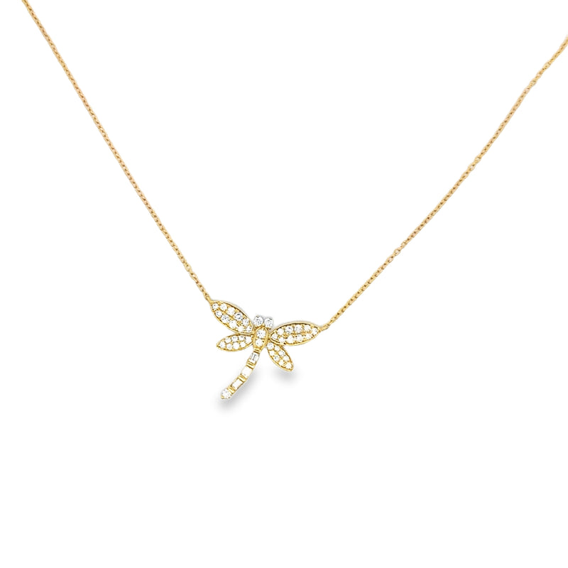 18K MEDIUM SIZE DRAGONFLY DIAMOND NECKLACE WITH 41