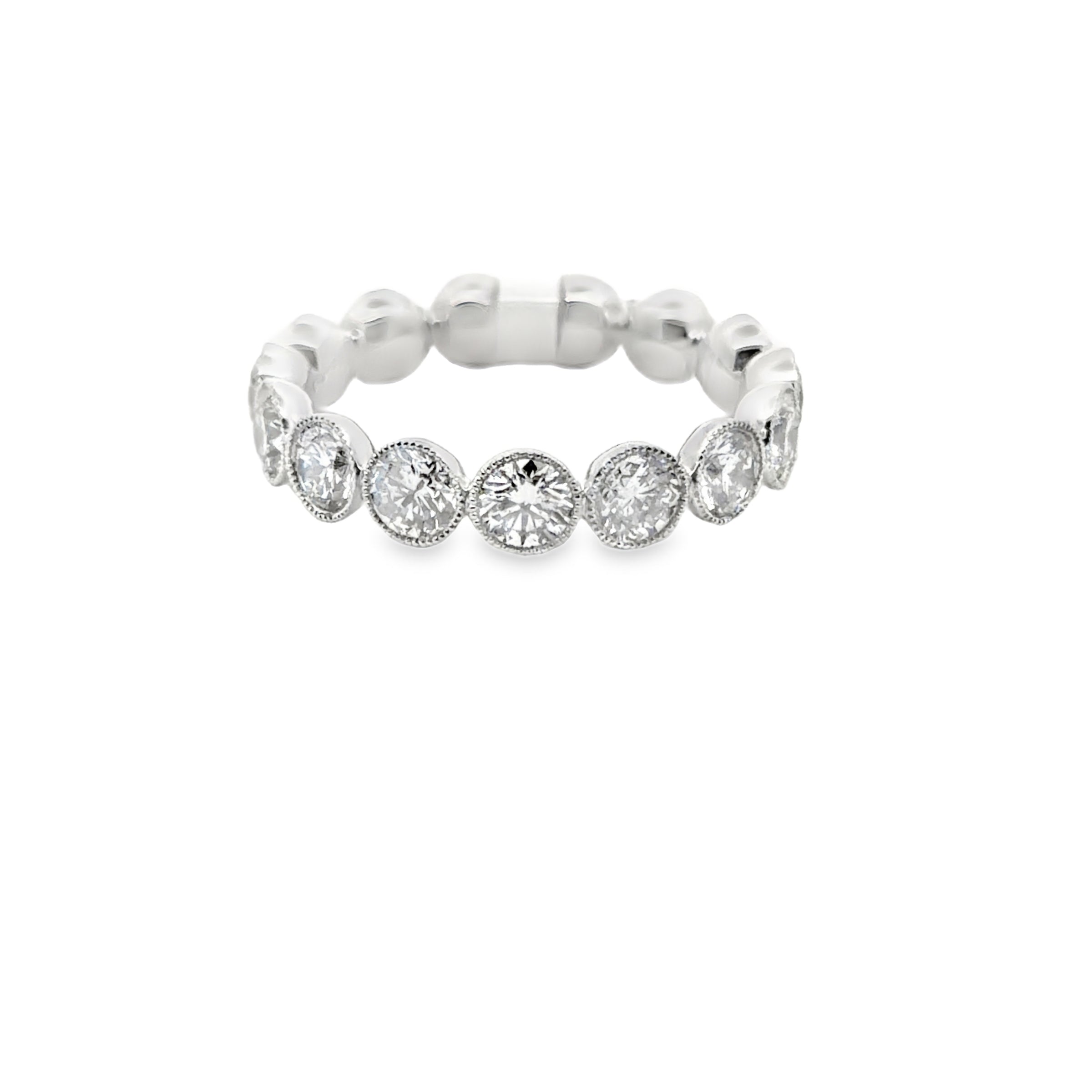 18K WHITE GOLD LADIES MILGRAINE BEZEL SET DIAMOND