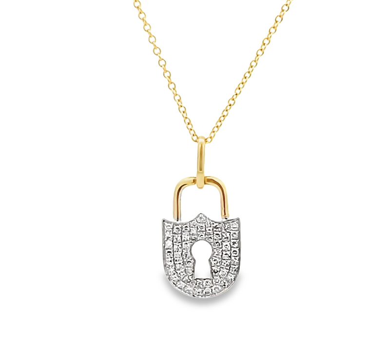 Diamond Lock Pendant Necklace