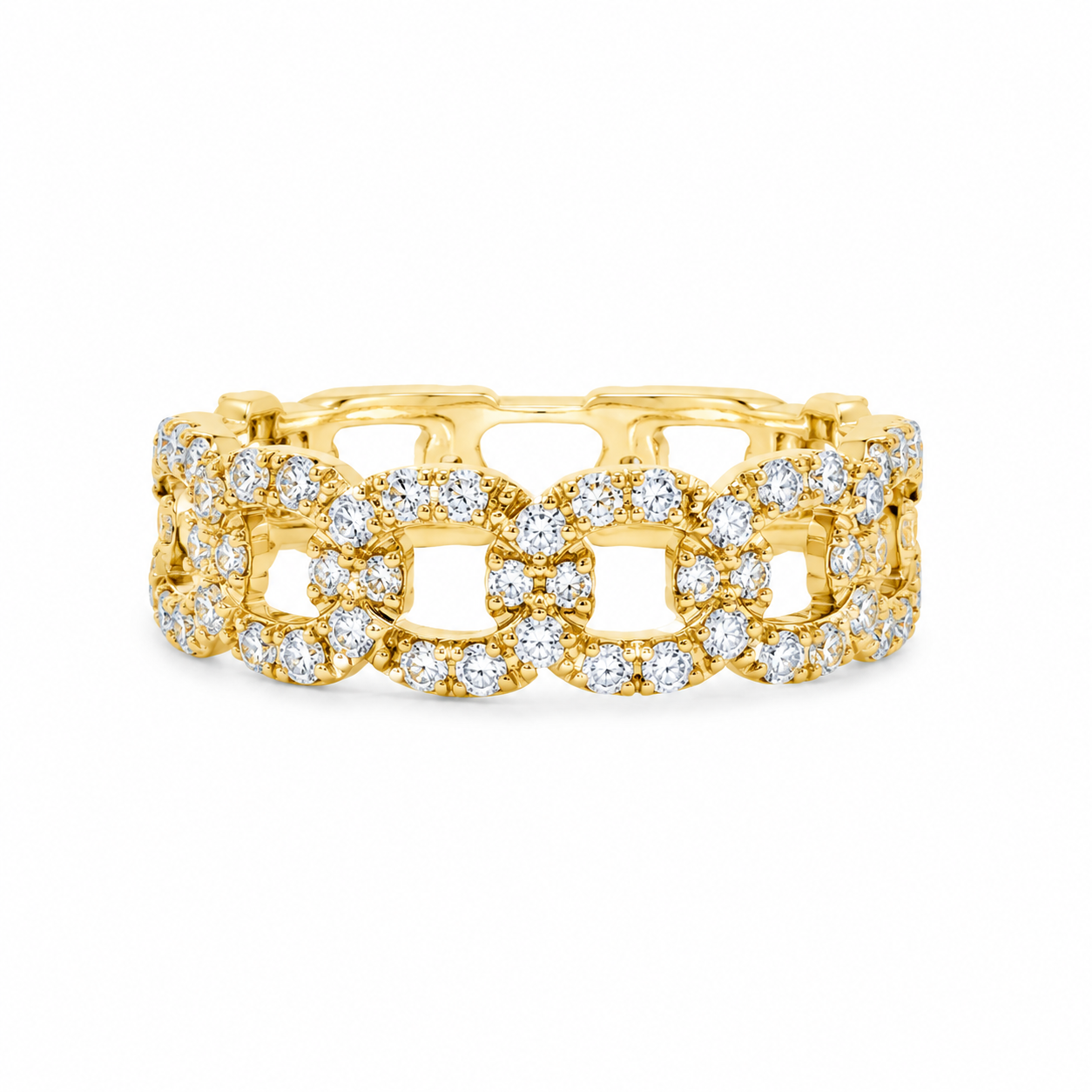 18K Yellow Gold Diamond Chain Fashion Ring