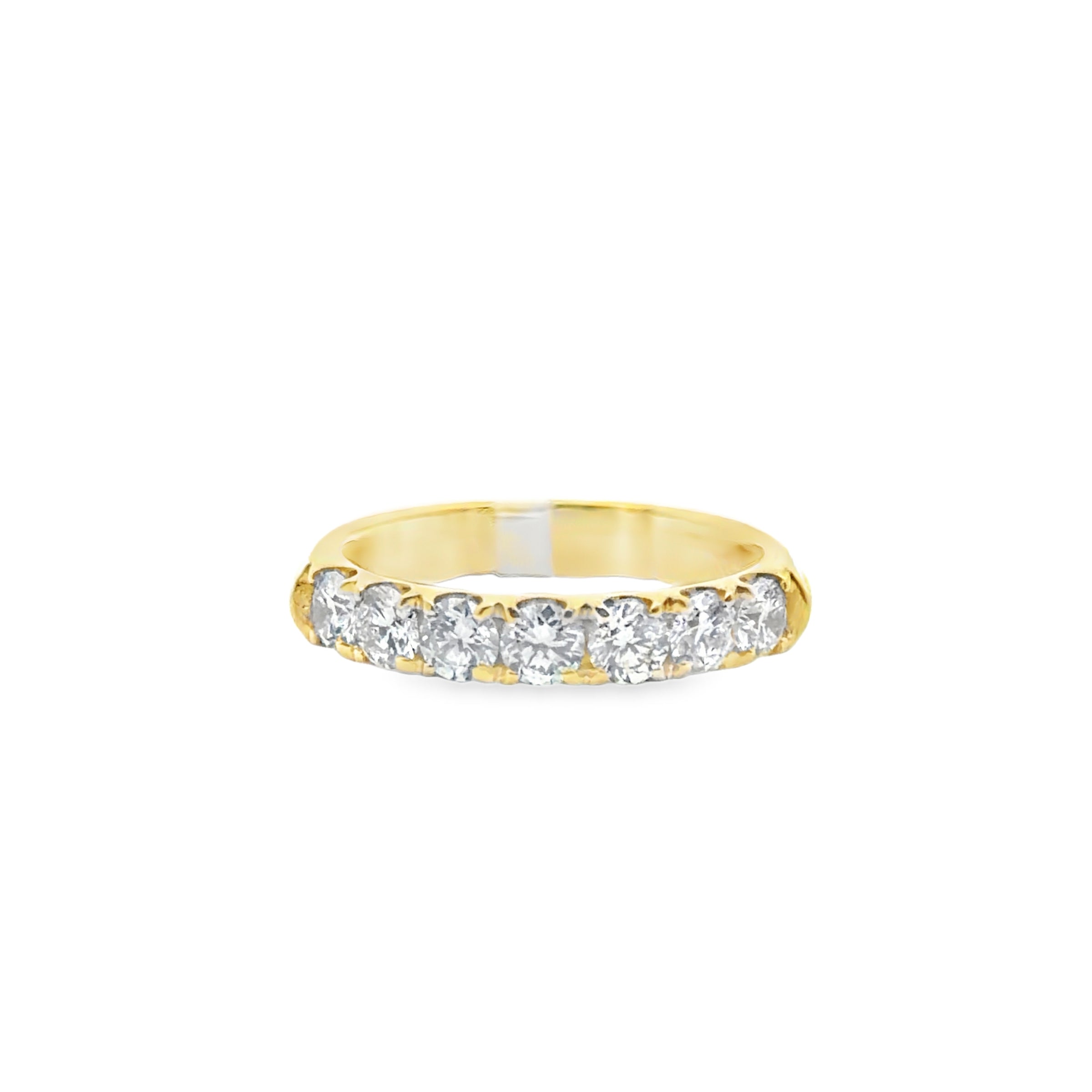 18K YELLOW GOLD LADIES DIAMOND WEDDING BAND FEATUR