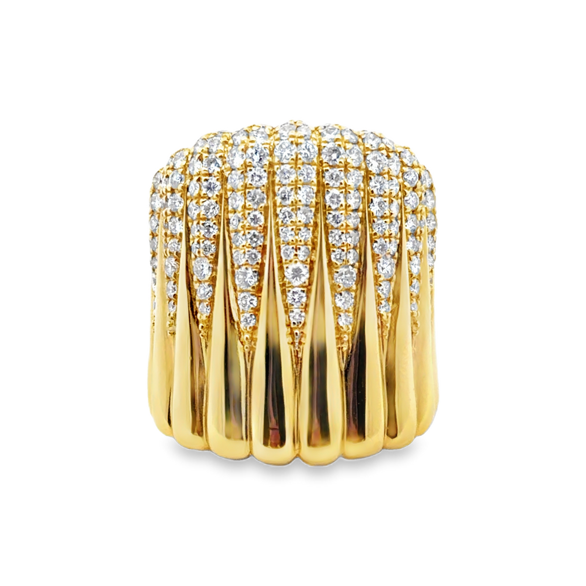 18K Yellow Gold Diamond Puff Ring