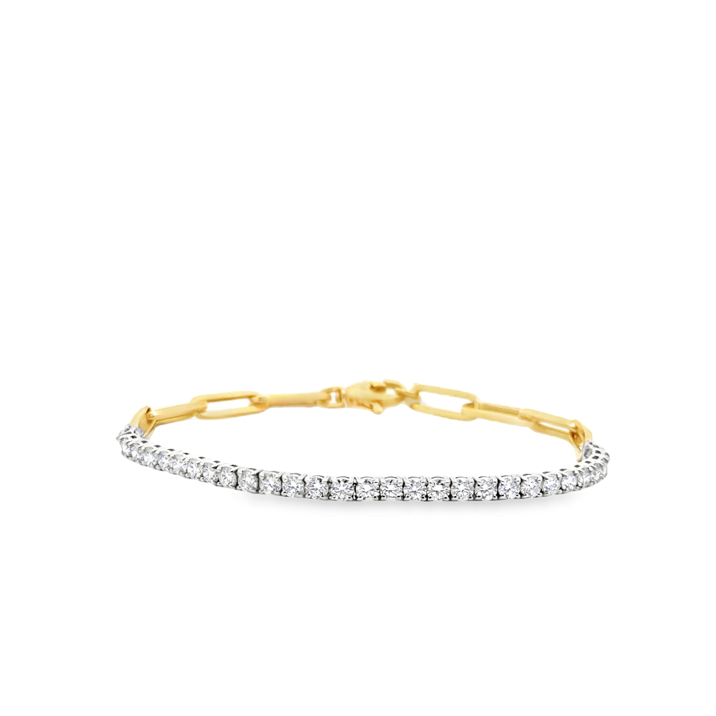 18K Two-Tone Diamond Tennis & Paperclip Link Bracelet – 2.35 CTW
