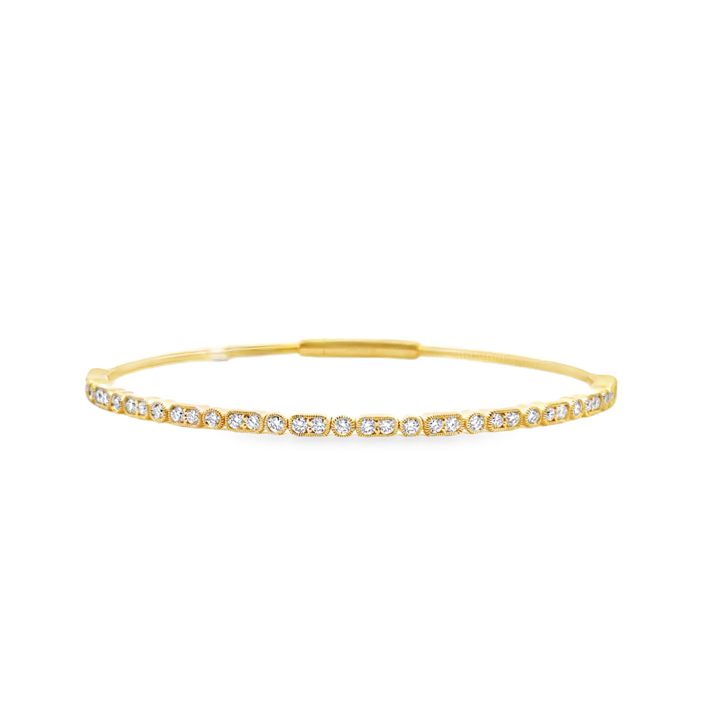 14K Yellow Gold Milgrain Station Diamond Bracelet – 0.83 CTW