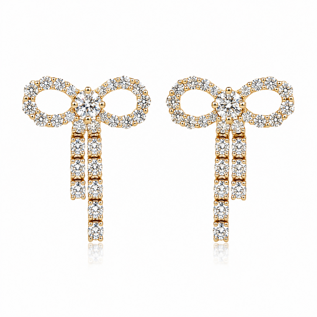 14K YELLOW GOLD LADIES’ BOW DIAMOND EARRINGS
