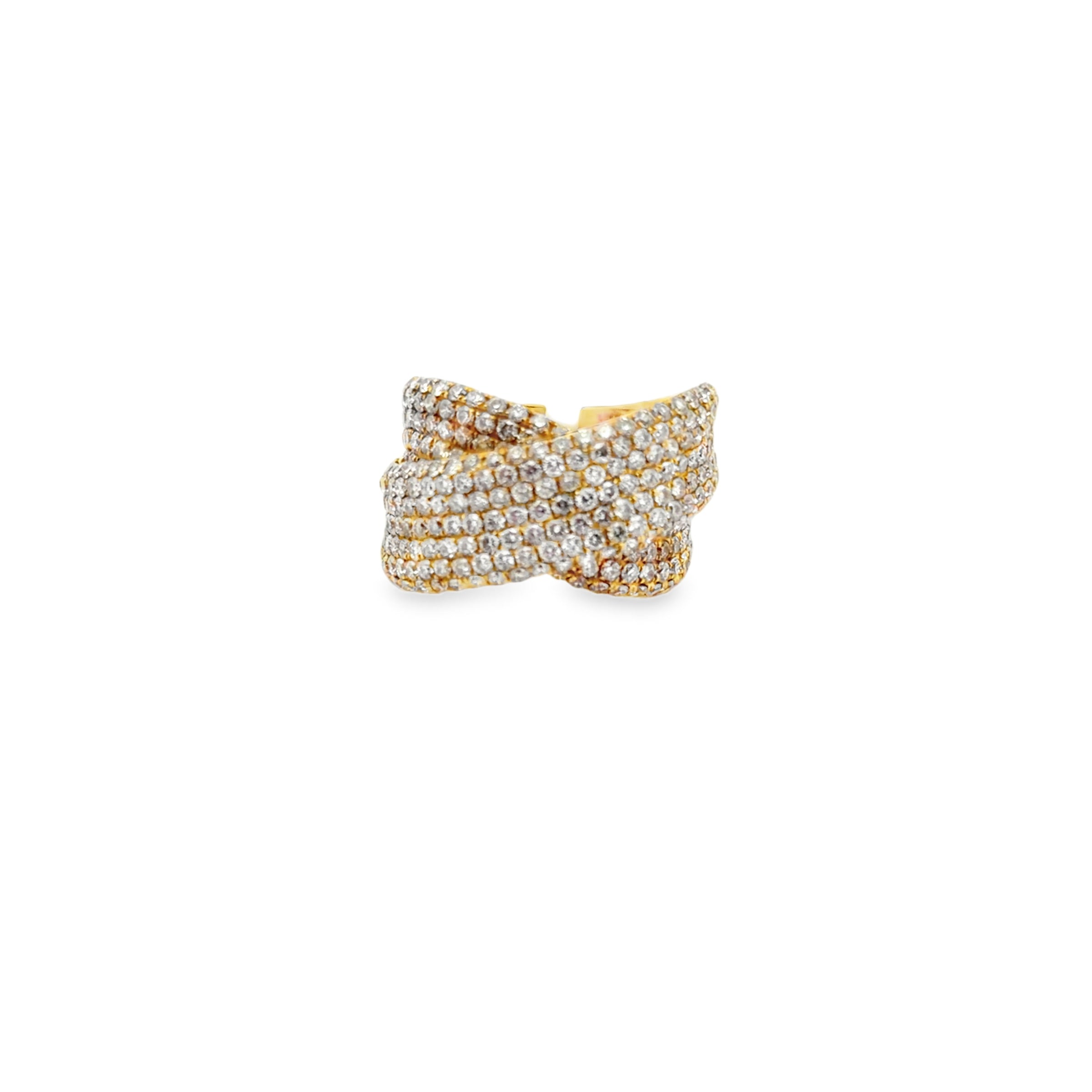 Ladies 18K Yellow Gold X Crossover Band