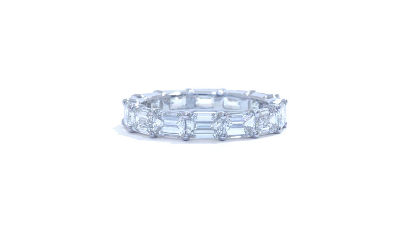 East to West Emerald Cut Eternity Band