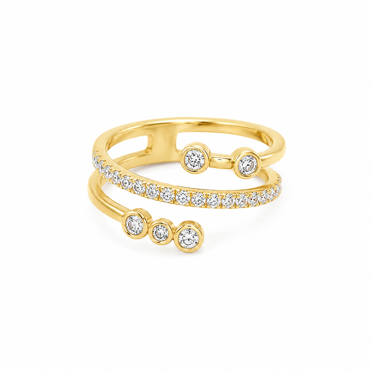 14K Yellow Gold Diamond Fashion Ring