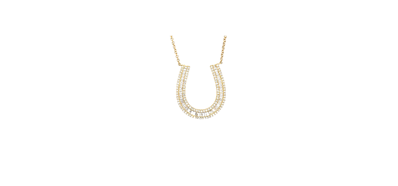 Diamond and Baguette Horseshoe Necklace