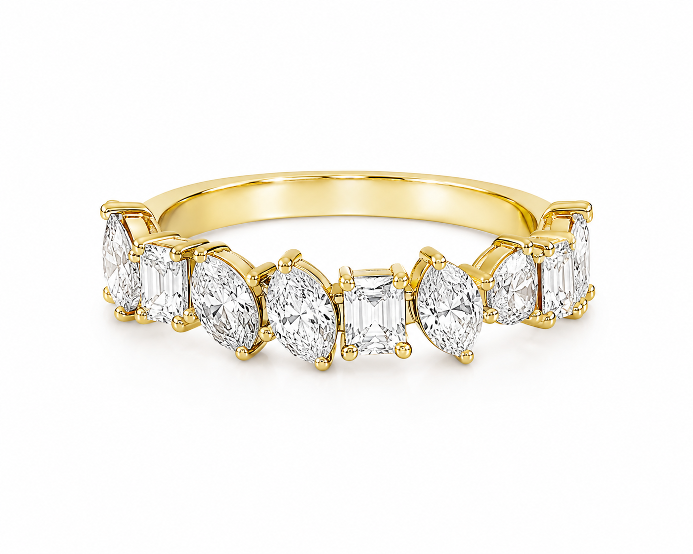 18K Yellow Gold Multi-Shape Diamond Band