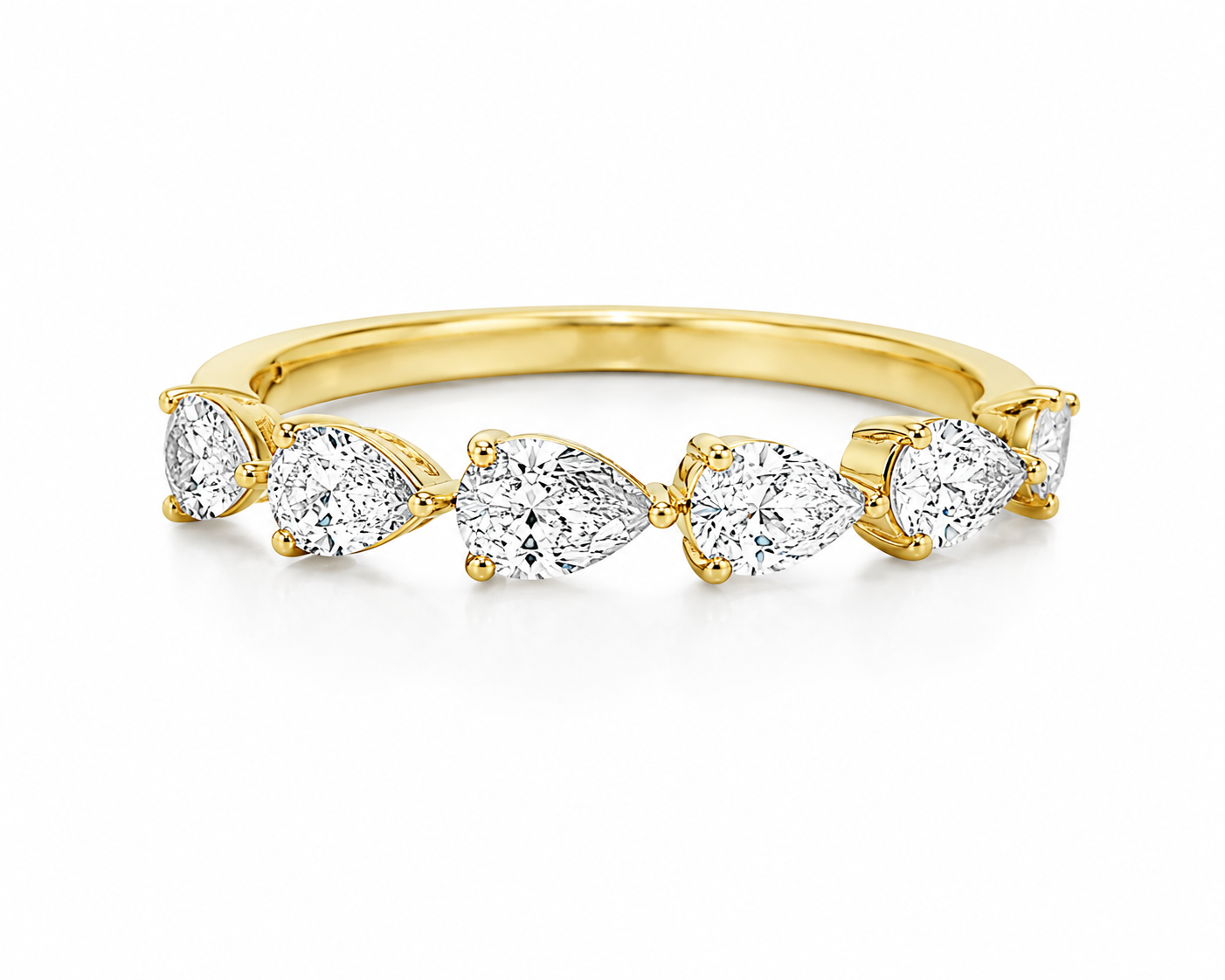 18K Yellow Gold Pear-Cut Diamond Band