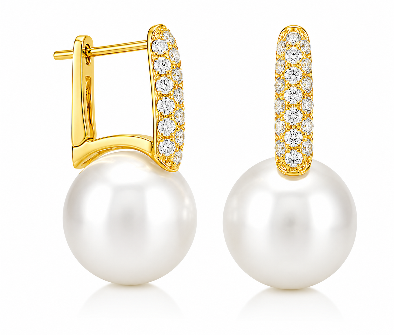 18K Yellow Gold Ladies’ South Sea Pearl & Diamond Earrings