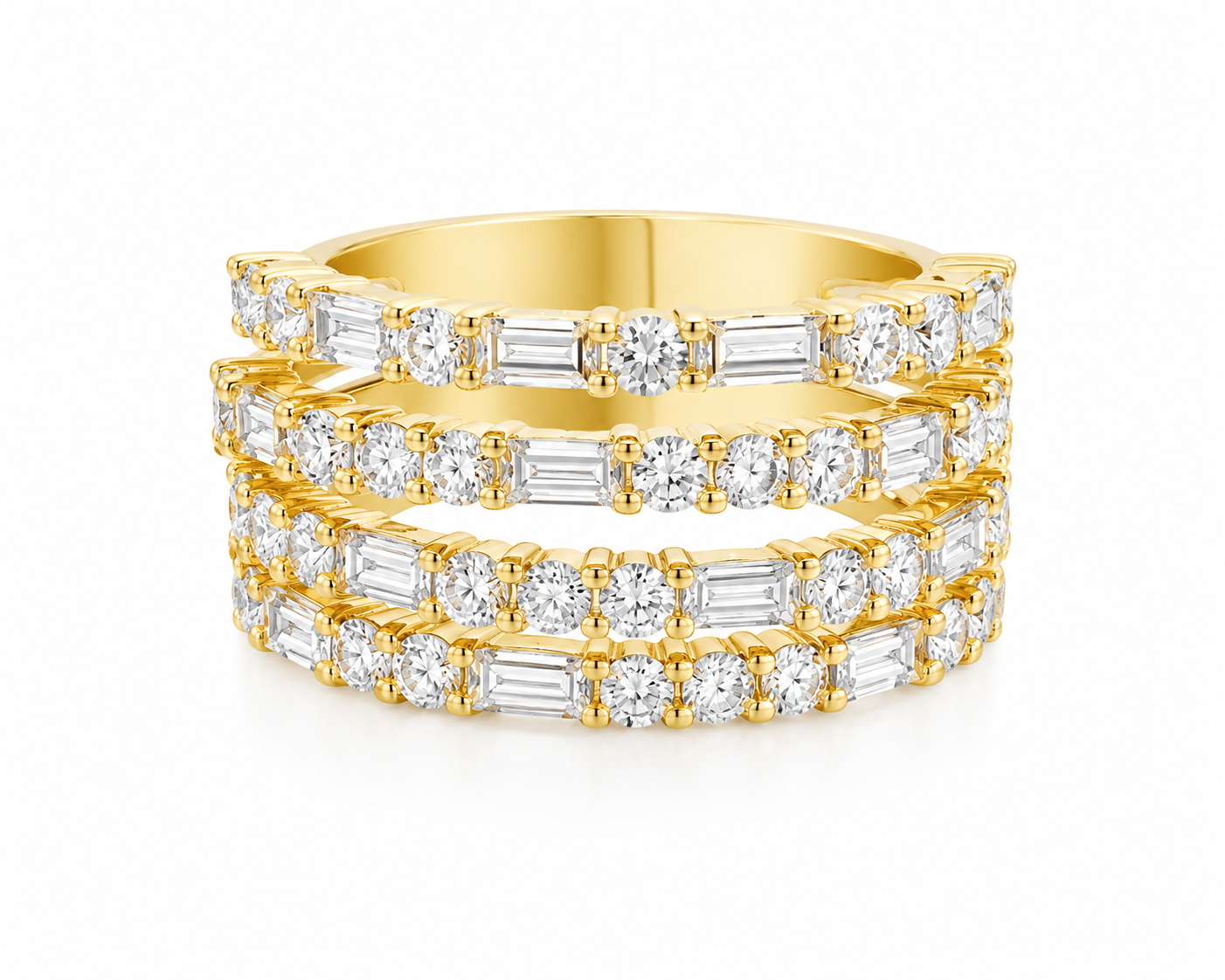 18K Yellow Gold Baguette & Round Brilliant Diamond Band – 2.65 CTW