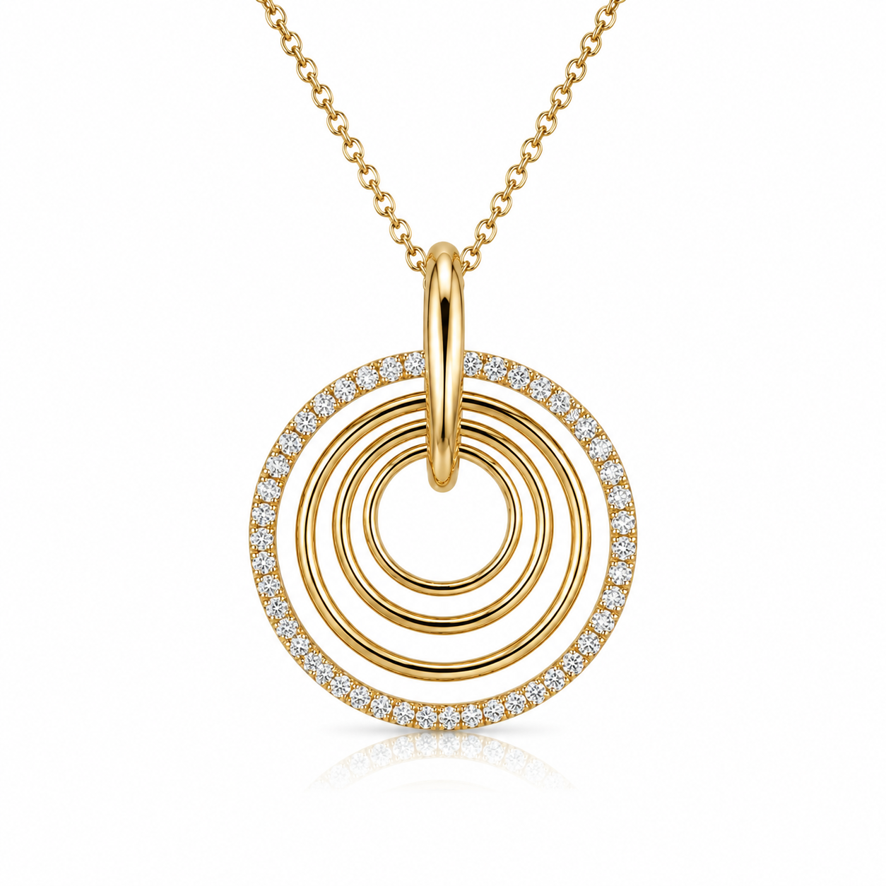 14K Yellow Gold Ladies’ Multi-Ring Diamond Pendant