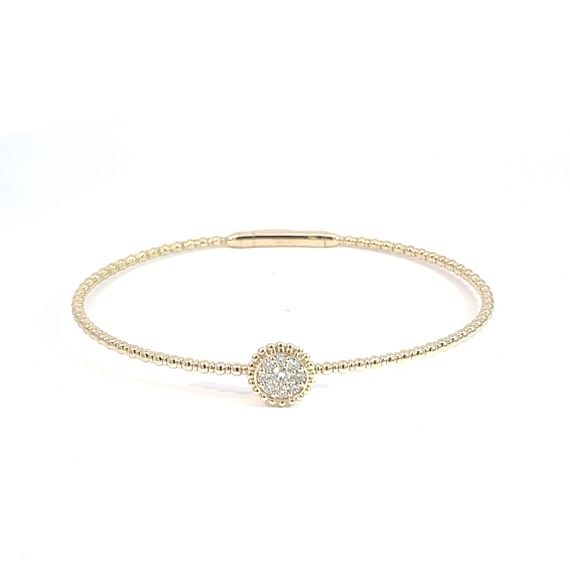 Round Single Cluster Diamond Bangle Bracelet