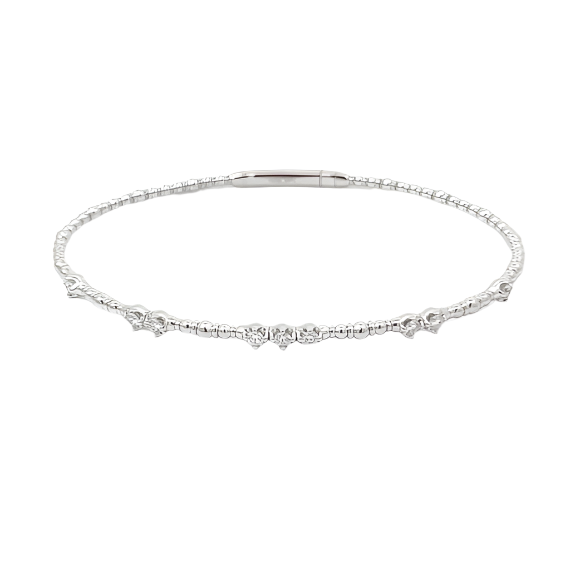 Round Multi-Cluster Diamond Bangle Bracelet