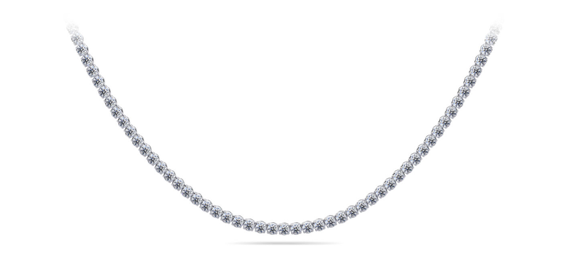 LADIES 14K WHITE GOLD LAB GROW DIAMOND TENNIS NECKLACE